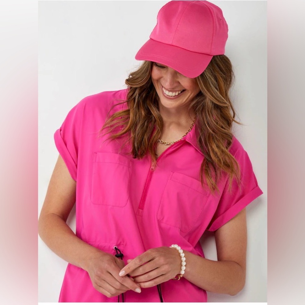 Charlie Paige Hot Pink Half-Zip Swim Coverup Dress - Picture 4 of 9